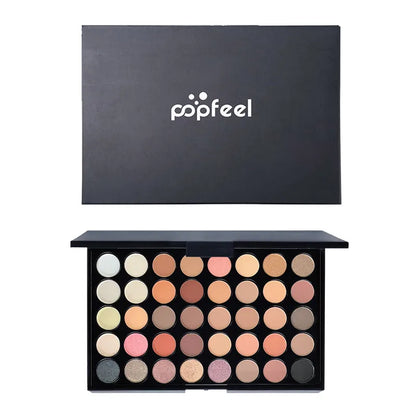 Paleta de Sombras POPFEEL com 40 Cores em Tons Terrosos e Arco-Íris - Longa Duração, Alta Pigmentação, Acabamento Matte Suave e Brilhante
