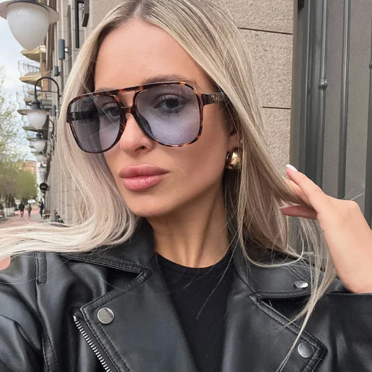 Protective Glasses Fashion Large Frame Square Women Sunglasses Colorful Lens Gradient Sun Glasses Outdoor Casual Eyewear UV400