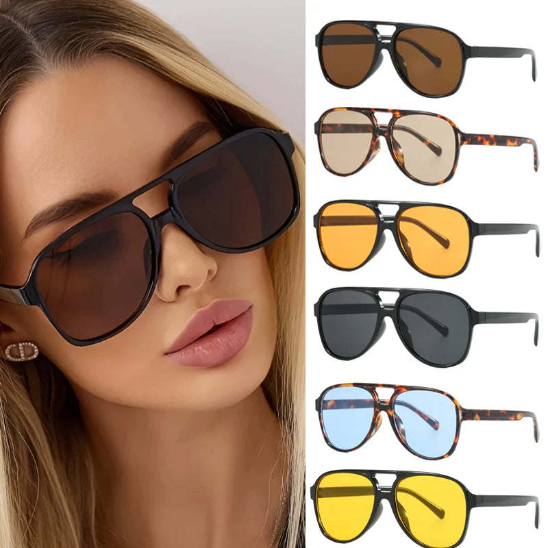 Protective Glasses Fashion Large Frame Square Women Sunglasses Colorful Lens Gradient Sun Glasses Outdoor Casual Eyewear UV400