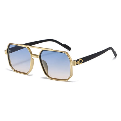 Hiking New Fashion Double Beam Polygonal Anti Light Glasses Retro Personalized Trendy Large Frame Eyewear European and American