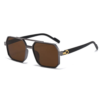 Hiking New Fashion Double Beam Polygonal Anti Light Glasses Retro Personalized Trendy Large Frame Eyewear European and American