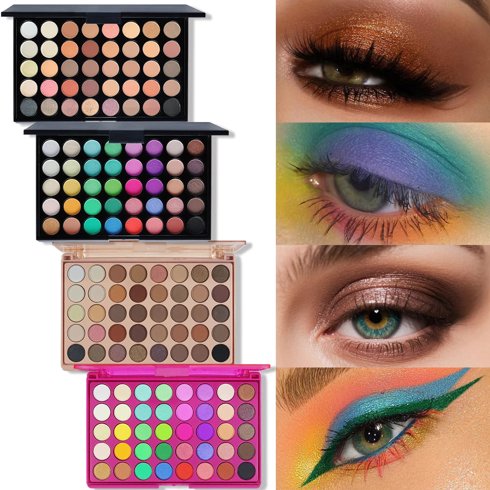 Paleta de Sombras POPFEEL com 40 Cores em Tons Terrosos e Arco-Íris - Longa Duração, Alta Pigmentação, Acabamento Matte Suave e Brilhante