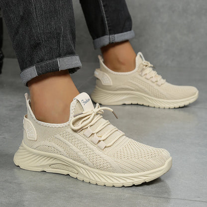Tênis feminino casual outono 2025, nova moda, calçado esportivo de lazer, atacado, fábrica internacional, tendência, tecido fly.