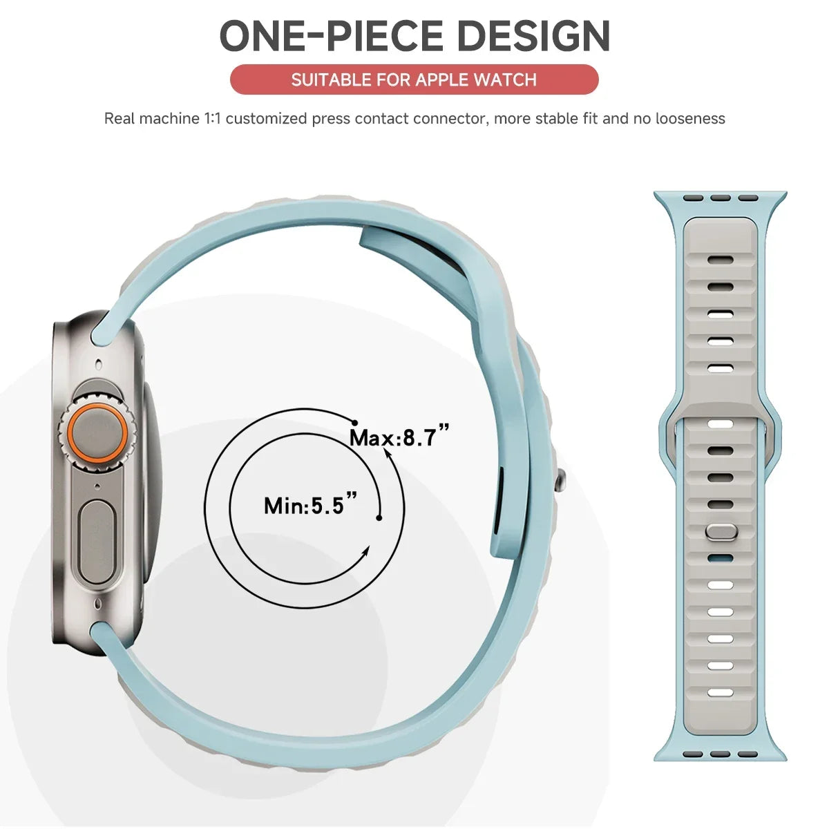 Pulseira esportiva de silicone para Apple Watch Series 11, 10, 9, 8, 7, 6, 5, 4, SE3, Ultra 1 e 2, nos tamanhos 49 mm, 46 mm, 45 mm, 44 mm, 42 mm, 41 mm e 40 mm.
