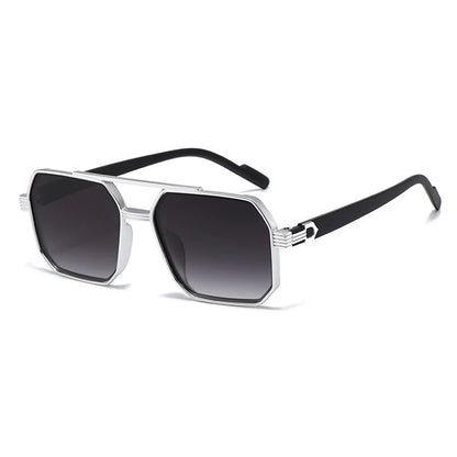Hiking New Fashion Double Beam Polygonal Anti Light Glasses Retro Personalized Trendy Large Frame Eyewear European and American