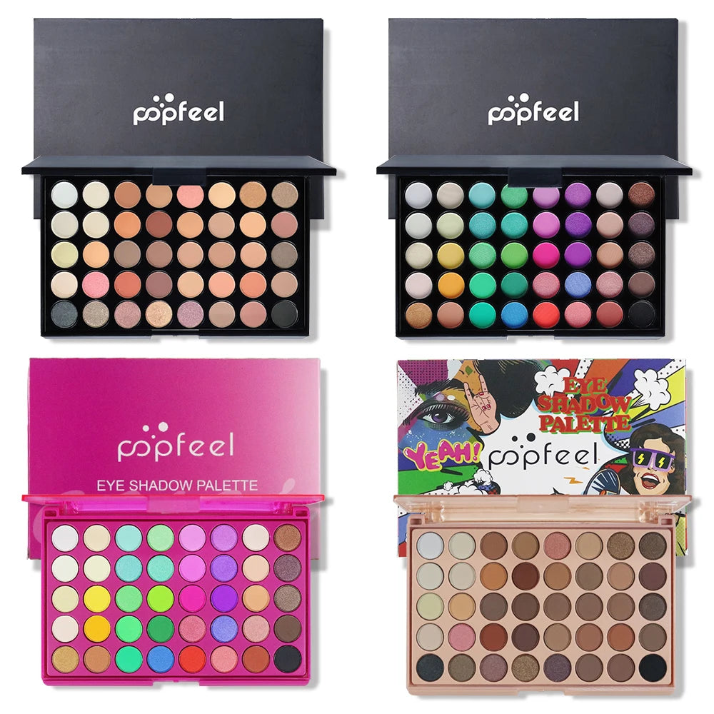 Paleta de Sombras POPFEEL com 40 Cores em Tons Terrosos e Arco-Íris - Longa Duração, Alta Pigmentação, Acabamento Matte Suave e Brilhante