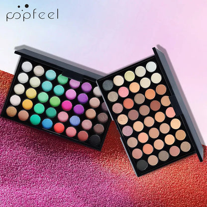 Paleta de Sombras POPFEEL com 40 Cores em Tons Terrosos e Arco-Íris - Longa Duração, Alta Pigmentação, Acabamento Matte Suave e Brilhante