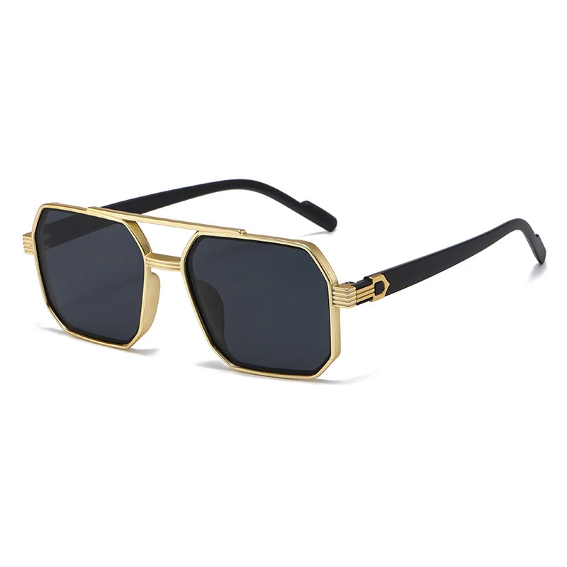 Hiking New Fashion Double Beam Polygonal Anti Light Glasses Retro Personalized Trendy Large Frame Eyewear European and American