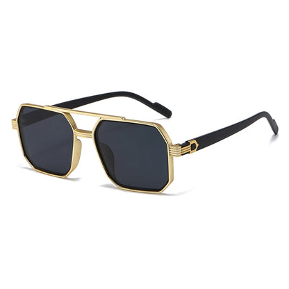 Hiking New Fashion Double Beam Polygonal Anti Light Glasses Retro Personalized Trendy Large Frame Eyewear European and American