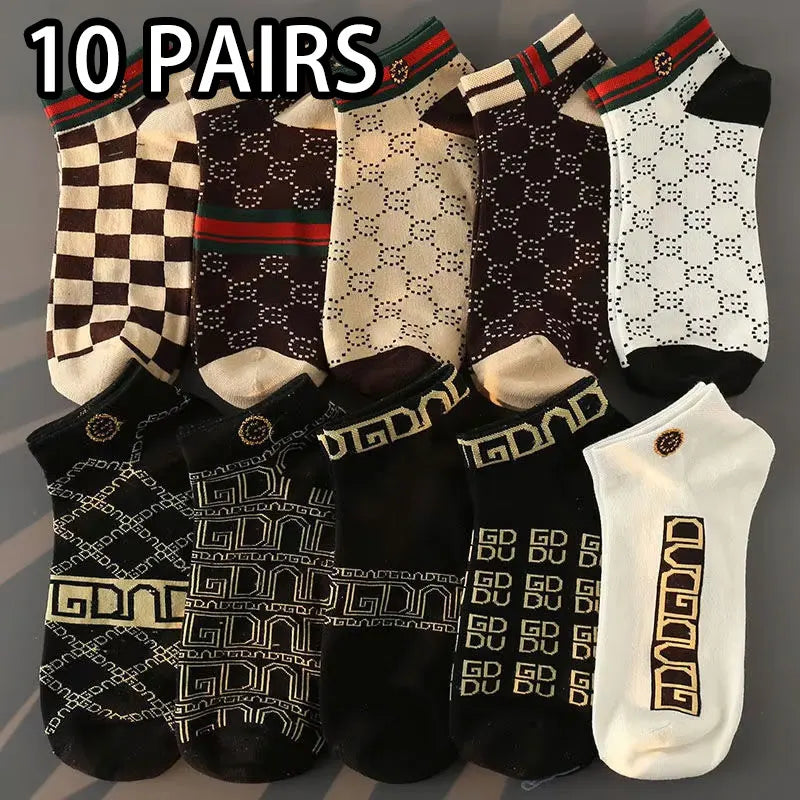 5/10 pcs Men's Thin Breathable Low-Cut Socks - Anti-Odor, Moisture-Wicking, Lightweight, Comfortable & Versatile for Daily Wear