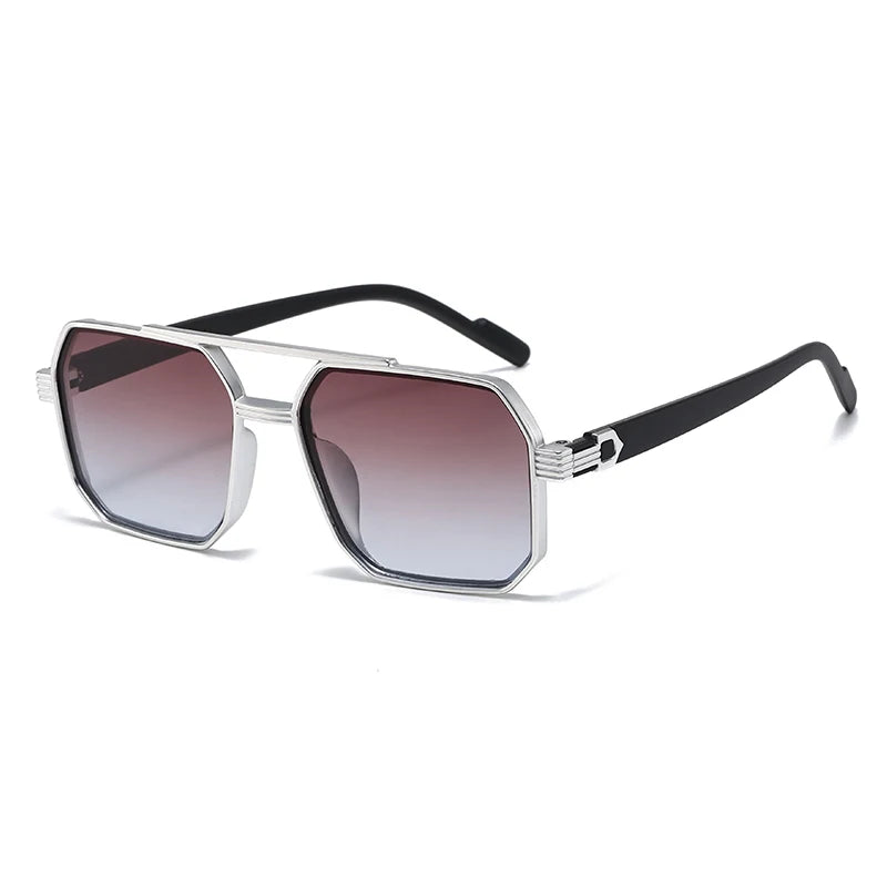 Hiking New Fashion Double Beam Polygonal Anti Light Glasses Retro Personalized Trendy Large Frame Eyewear European and American