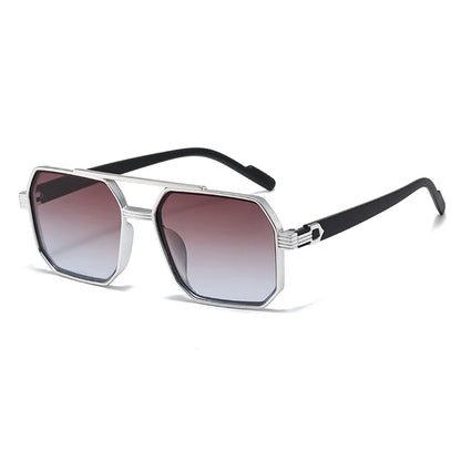 Hiking New Fashion Double Beam Polygonal Anti Light Glasses Retro Personalized Trendy Large Frame Eyewear European and American