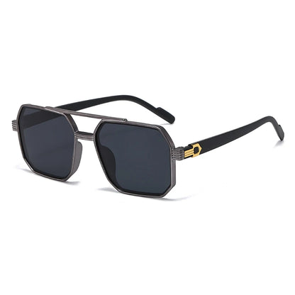 Hiking New Fashion Double Beam Polygonal Anti Light Glasses Retro Personalized Trendy Large Frame Eyewear European and American