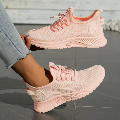 Tênis feminino casual outono 2025, nova moda, calçado esportivo de lazer, atacado, fábrica internacional, tendência, tecido fly.