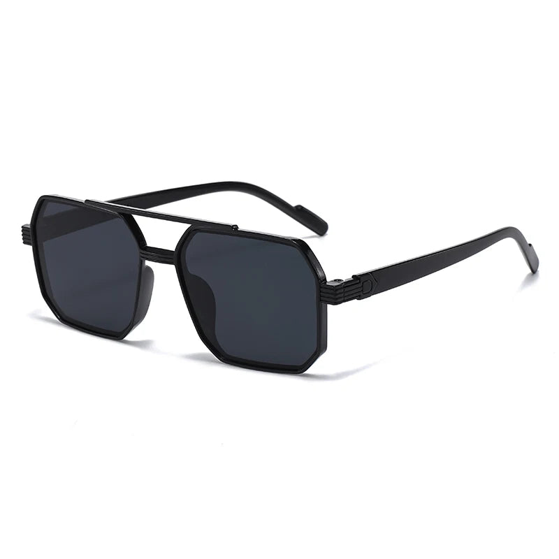 Hiking New Fashion Double Beam Polygonal Anti Light Glasses Retro Personalized Trendy Large Frame Eyewear European and American