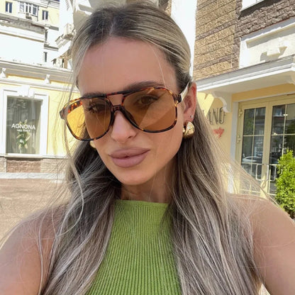 Protective Glasses Fashion Large Frame Square Women Sunglasses Colorful Lens Gradient Sun Glasses Outdoor Casual Eyewear UV400